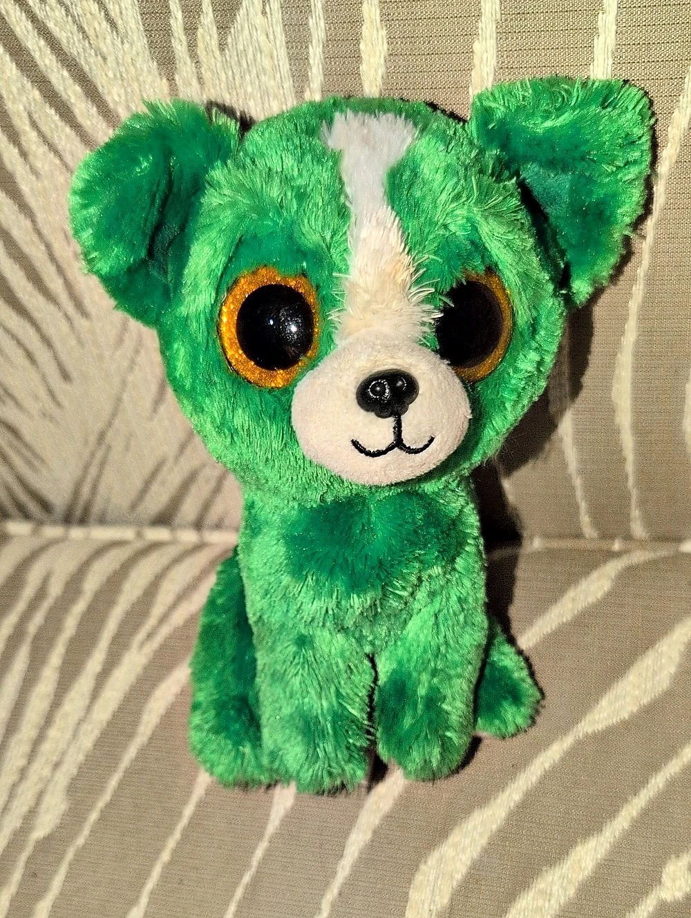 Ty Dill the Green Dog Green & White Plush Dog Toy